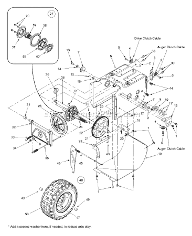 Page B Diagram and Parts List for 31AE643E401 2004 Yard Man Snow Blower